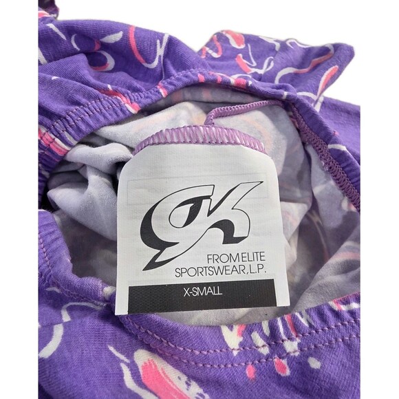 GK Elite VTG 80s Pastel Scribble Print LS Cotton Leotard Bodysuit AXS Adult XS - Picture 7 of 10